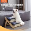 VEVOR Wood Pet Stairs/Pet Steps, 2-in-1 Foldable Wooden Dog Stair & Ramp with 2 Steps for Small Medium Large Pet,