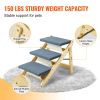 VEVOR Wood Pet Stairs/Pet Steps, 2-in-1 Foldable Wooden Dog Stair & Ramp with 3 Steps for Small Medium Large Pet,